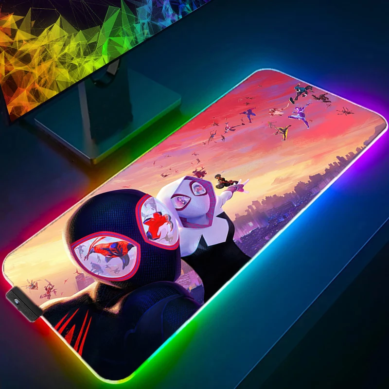 

LED RGB Mouse Pad Spider Gwen Large Gaming Mouse Pad Computer Gaming Locking Edge MousePad Keyboardpad Deskpad Waterproof