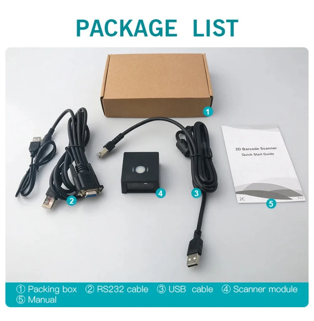 Настольный сканер штрих-кода с интерфейсом USB RS232, CMOS высокой плотности, конструкция с фиксированным креплением для сканирования 1D/2D