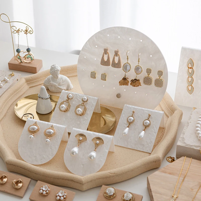 

Acrylic White Cloud Pattern Earrings Display Cards Jewellery Stand Holder Jewelry Packaging Cards Bracket Earring Display Board