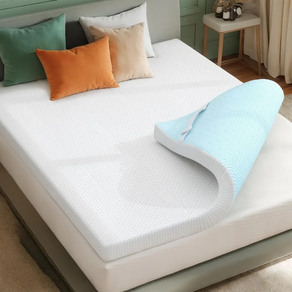 Memory Foam Mattress Topper Queen, 4 Inch Gel Foam Bed Topper with Rayon from Bamboo Cover, Ventilated Mattress Pad for Pressur image 2