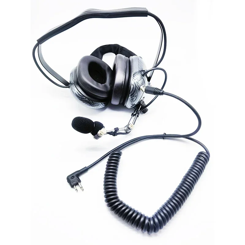 Han-fibra de Carbono Aviação Helicóptero Headphone Cancelamento de Ruído Ativo Atrás Headconjunto Cabeça Motorola Cp040 Ep450 Rádio H41-cf