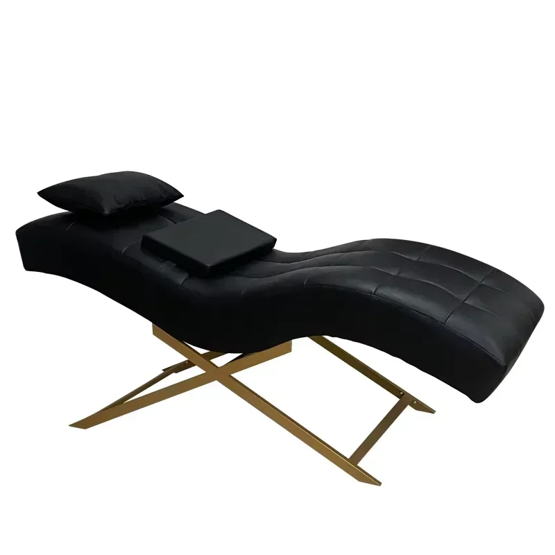 Modern Green Leather Gold Metal Base Eyelash Facial Spa Bed Luxury Adjustable Headrest Massage Beauty Bed