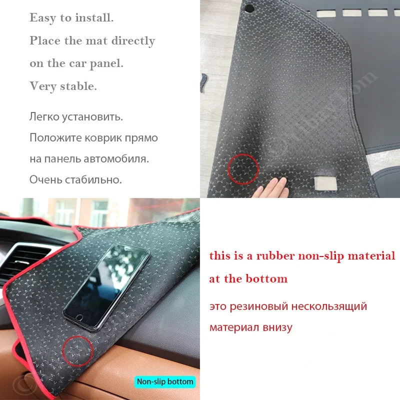 For Honda Fit Jazz 2014 ~ 2019 Anti-Slip Leather Mat Dashboard Cover Pad Sunshade Dashmat Protect Carpet Accessories GK5 2016