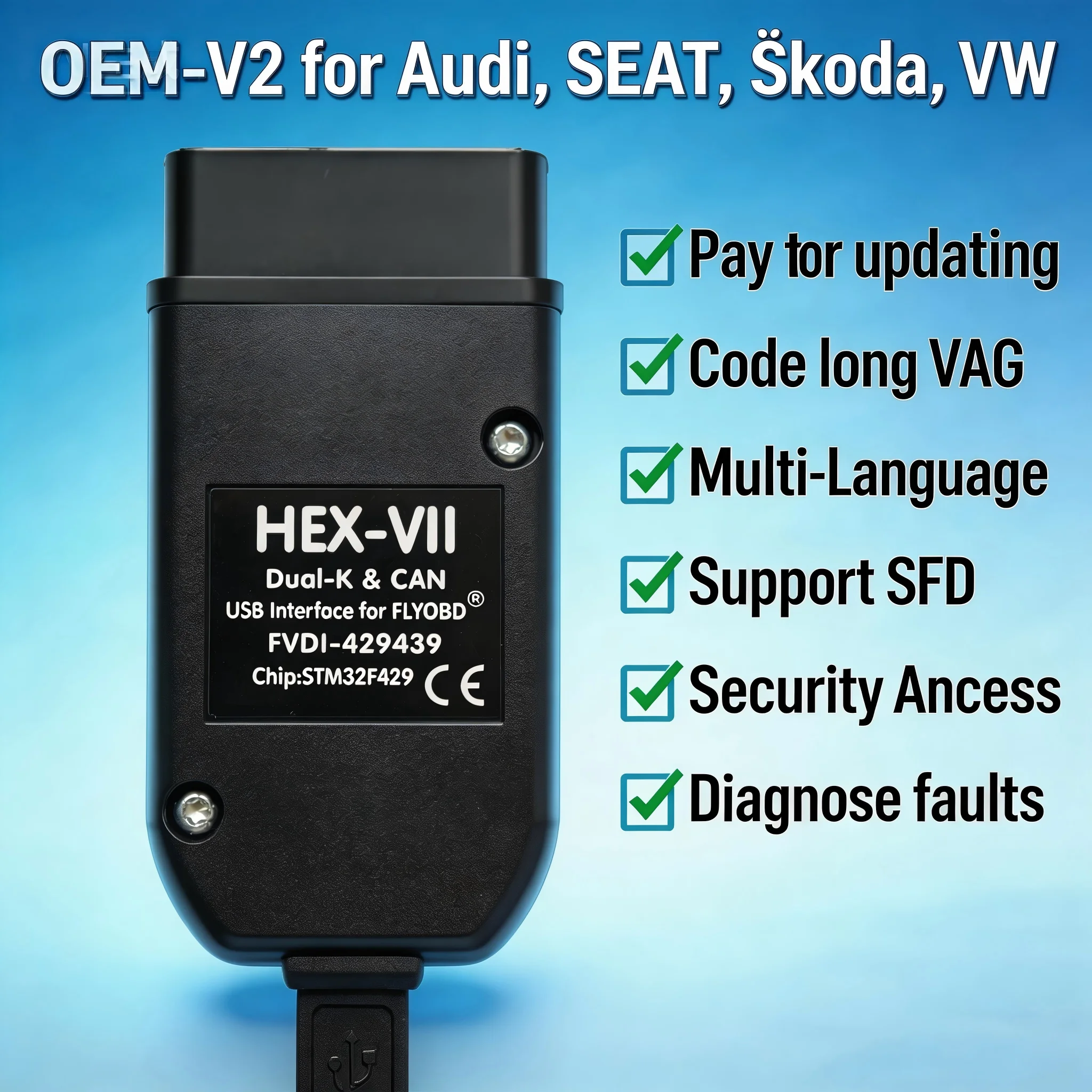 VCDS-HEX VII VAG Scanner USB Tool for VW AUDI Skoda Seat