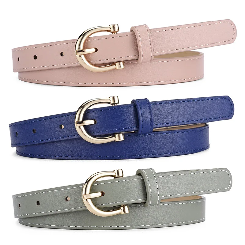 

1.8cm Slim Leather Small Needle Buckle Belt Fashionable Women's Travel Vacation High-Quality Personalized Decoration Jeans Belt