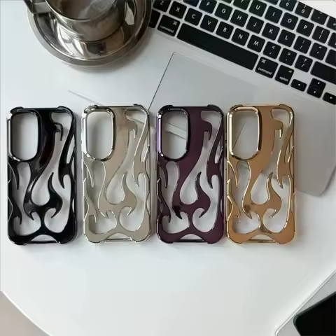 Fashion Hollow Slim Flame Pattern Soft Case For Samsung Galaxy S24 S22 S23 Ultra A54 A55 A16 A15 A14 A06 Shockproof 3D Cover