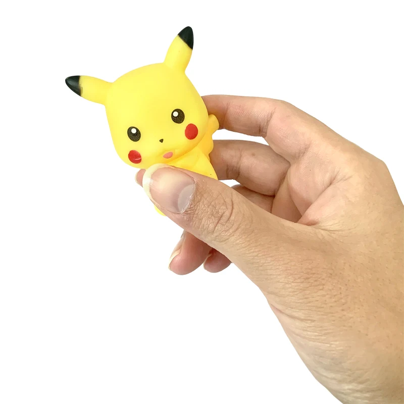 Pokemon Pikachu 6 sztuk zabawki wodne 5-6 CM Squeak & Float zabawka do kąpieli Anime Eevee Snorlax Charmander Squirtle Bulbasaur dla chłopców