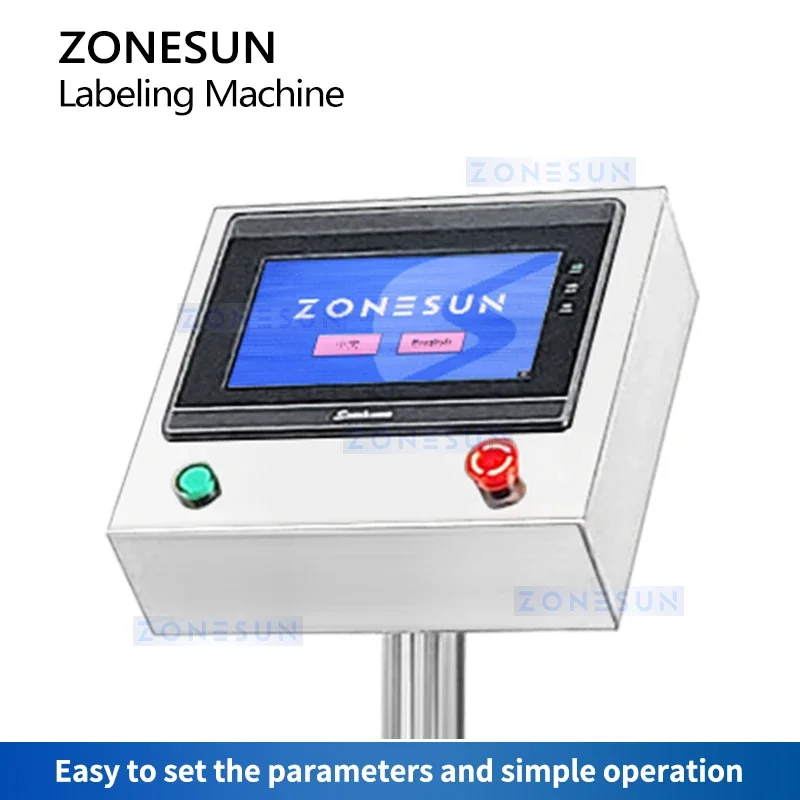 ZONESUN Automatic Polygon Bottle  Labeling Machine Sticker Dispenser Machine Irregular Container Label Applicator ZS-TB550V