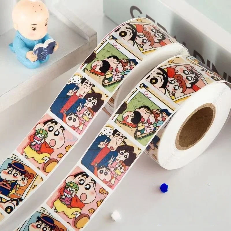500PCS/Roll Crayon Shin-chan Anime Stickers Cute Shinnosuke nohara Cartoon Decals Toy Journal Notebook Guitar Phone Sticker Gift