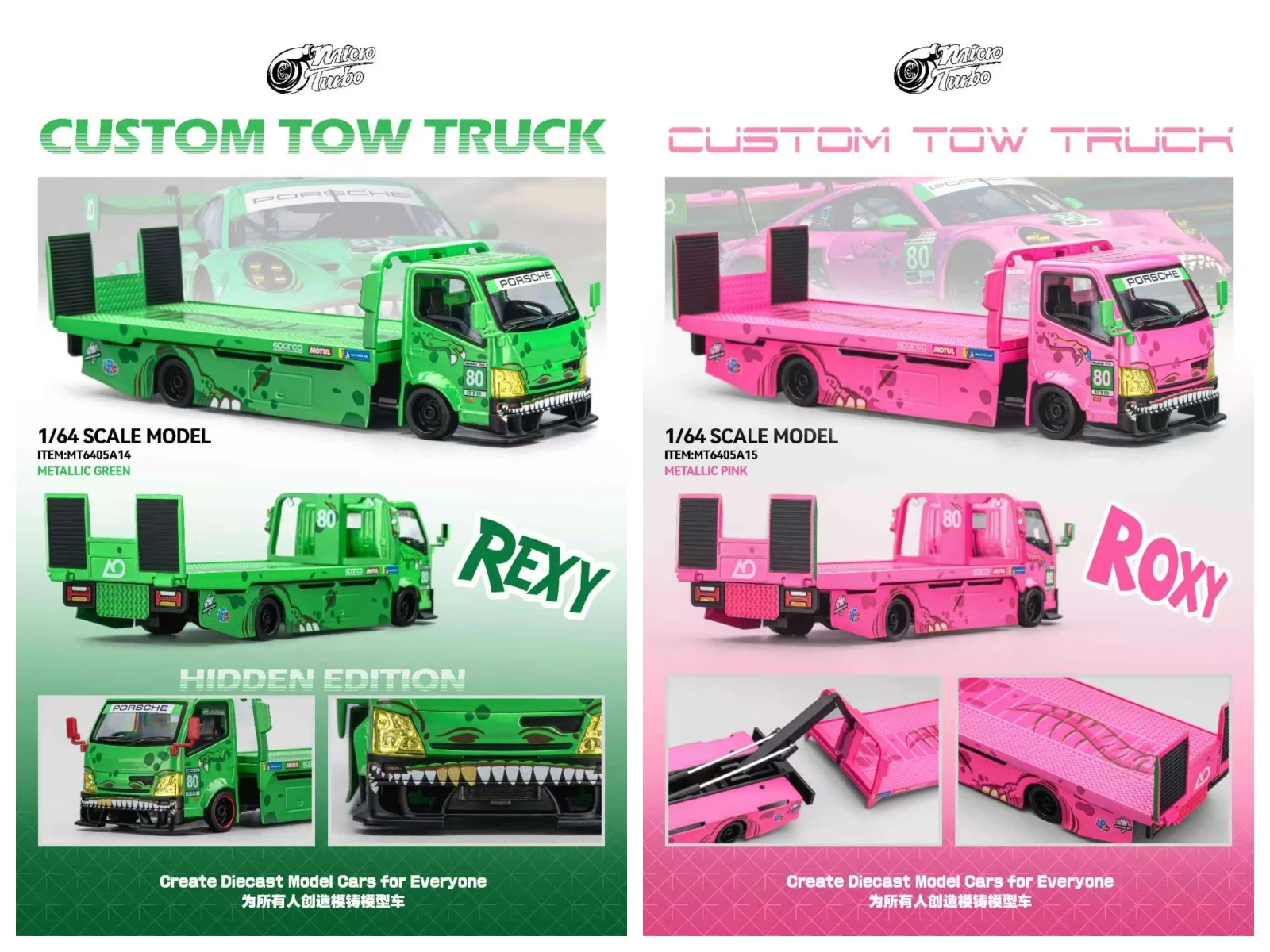 

[PreSale] Micro Turbo 1:64 CUSTOM TOW TRUCK Green / Pink Diablo SV Metallic Yellow FD2 Metallic Grey Diecast Model Car