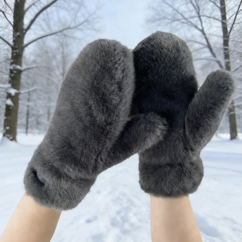 

Новые зимние теплые перчатки из плотного плюша, однотонные, модные, милые, ветрозащитные, для студентов, для защиты от холода