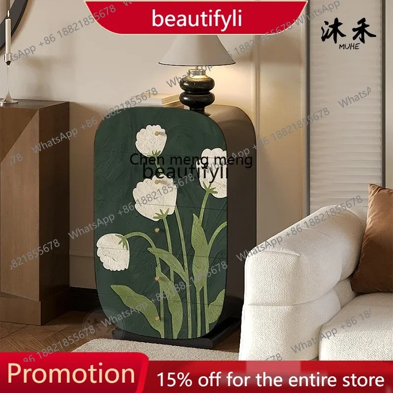 

French retro style plant flower small apartment chest living room side cabinet bedroom room locker 1001