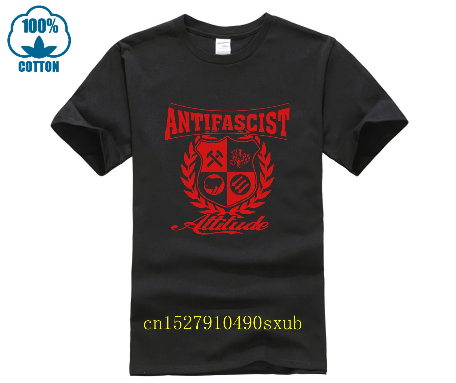 Antifascist attitude men\'s casual fashion T-shirt round neck cool  man\'s T-shirt