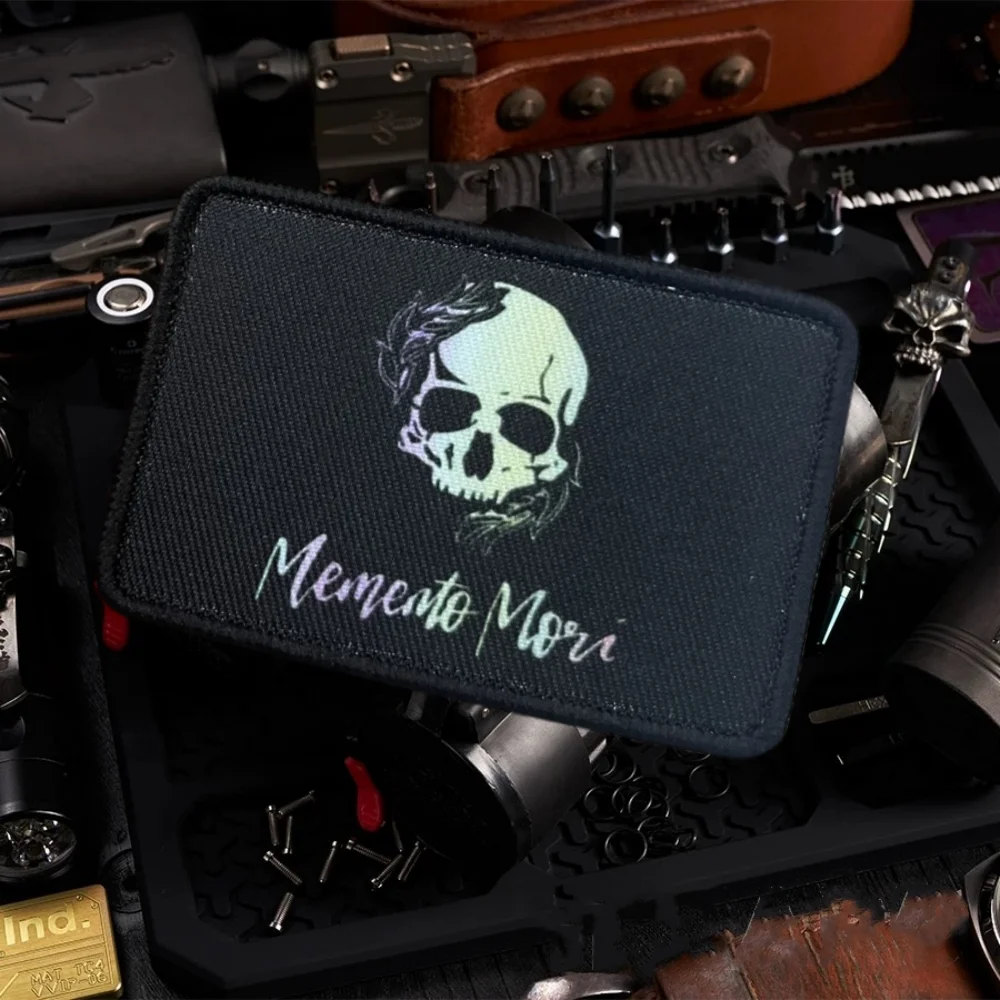 Memento Mori Skeleton Printed Tactical Patch Hook&Loop Emblem Military Skeleton Morale Badge Armband Clothes Backpack Stickers