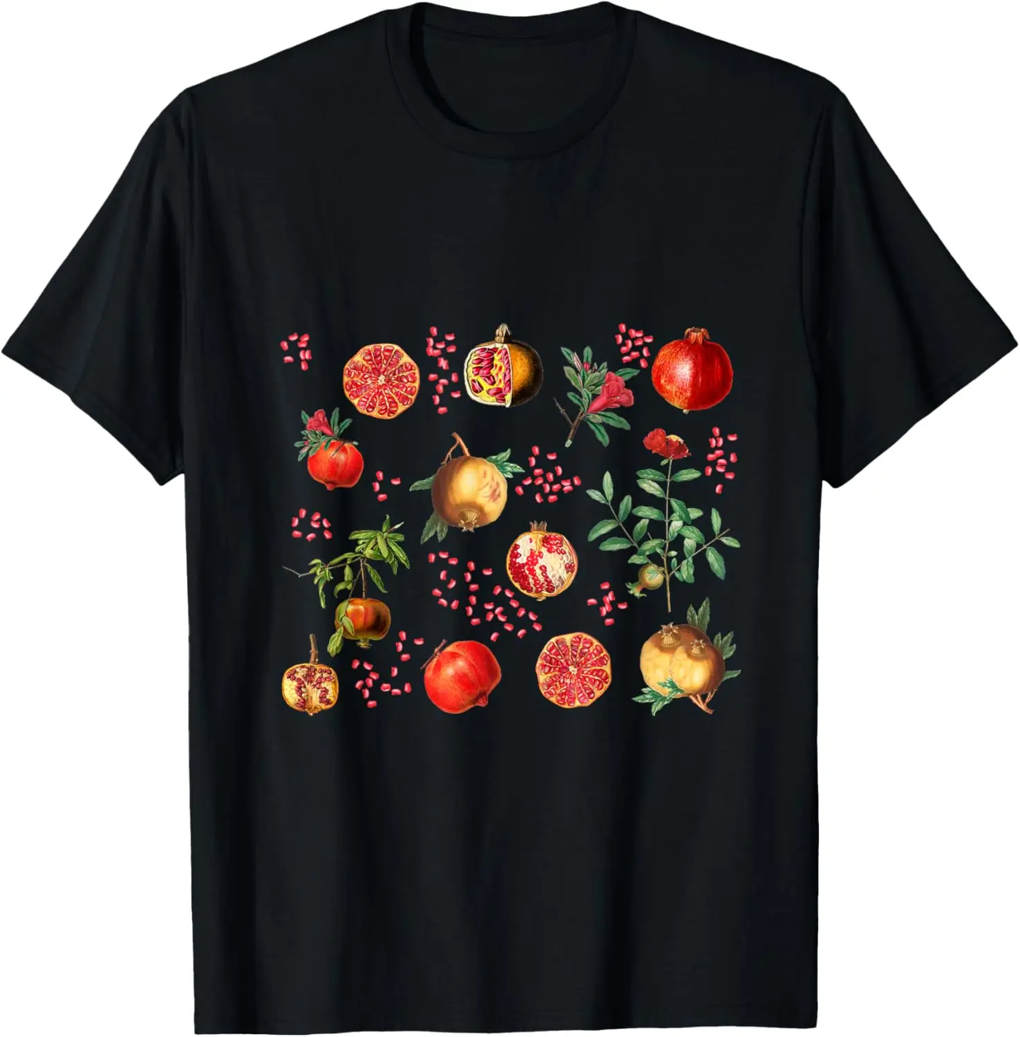 

Red Pomegranate Mediterranean Fruit Pattern T-Shirt