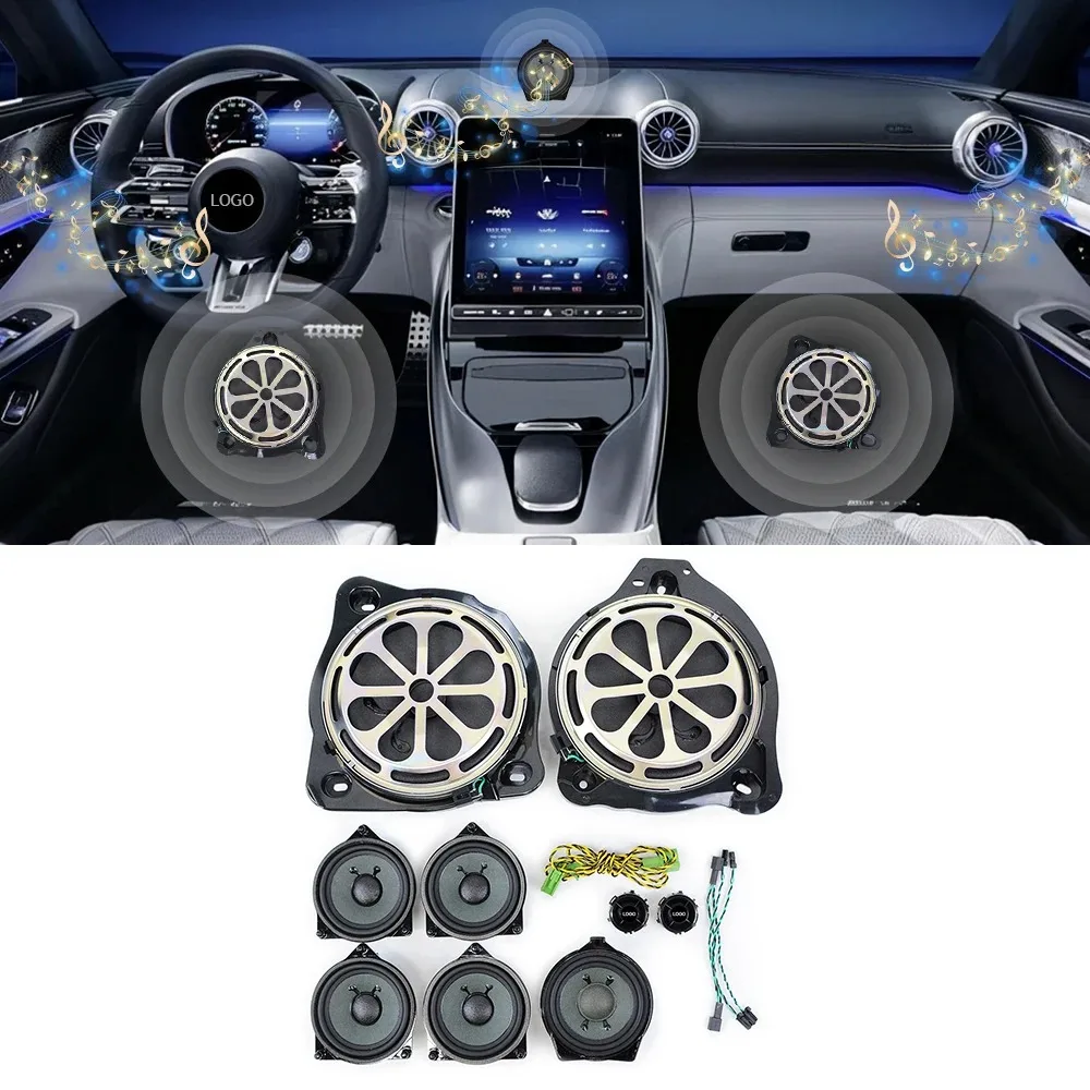 Subwoofer do carro para Mercedes W205, W213, W222, GLC, Tweeter, cabos divisor, conexão de graves, encaixe de áudio, fios de chifre, sob o assento