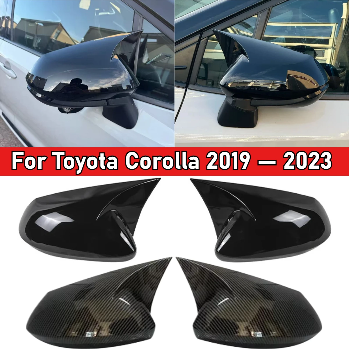 

Для Toyota Corolla 2019 2020 2021 2022 2023 глянцевый черный ABS автомобильное боковое зеркало заднего вида крышка внешняя отделка аксессуары