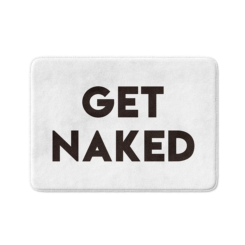 Aertemisi Get Naked in Black Funny Bath Mat with Non Slip Base Absorbent Super Cozy Flannel Floor Rug Carpet