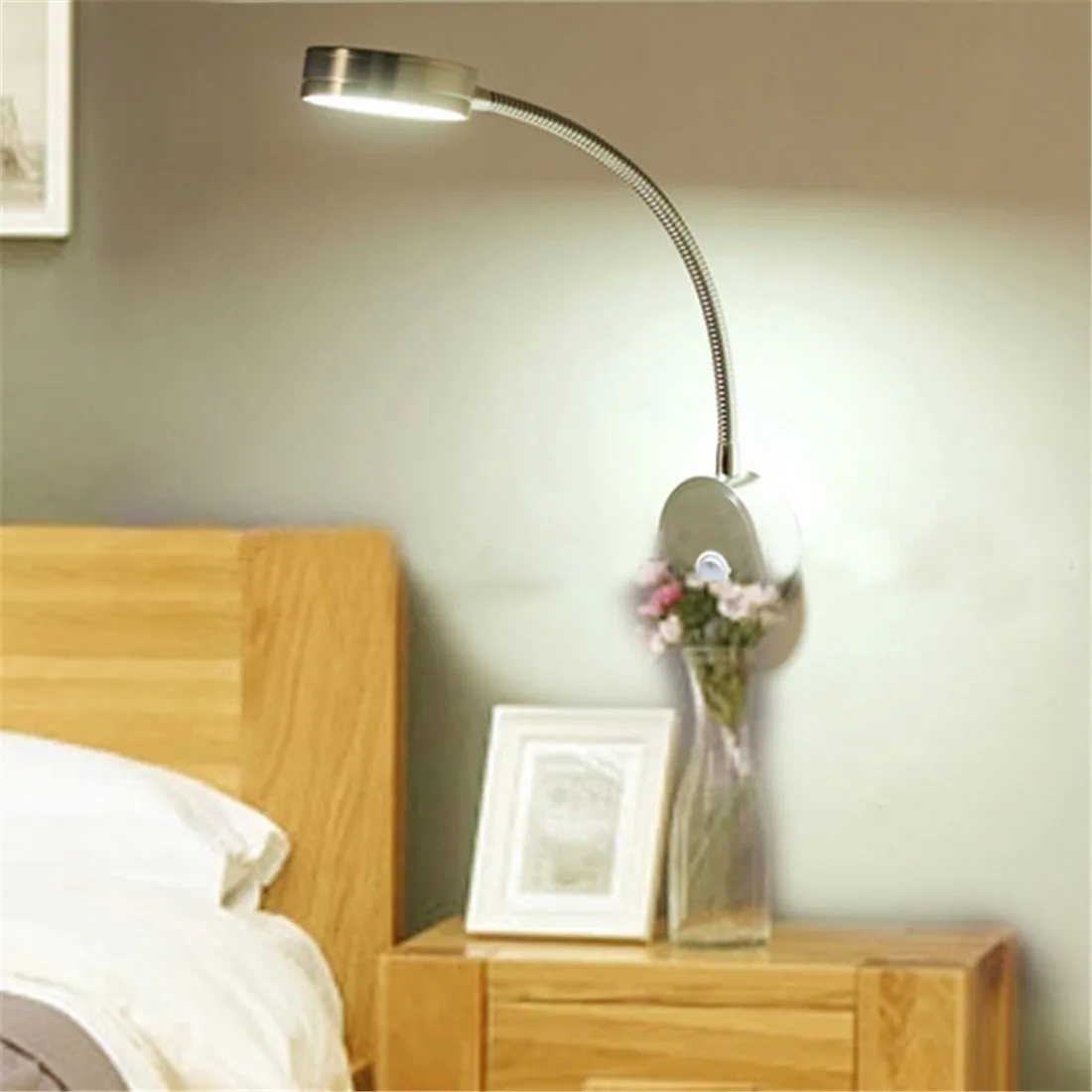 مرنة التوصيل السلكية 3 واط 3 واط Gooseneck Led الجدار ضوء الشمعدان مصباح الإضاءة لغرفة النوم القراءة مرآة الحمام الجبهة مصباح التوصيل