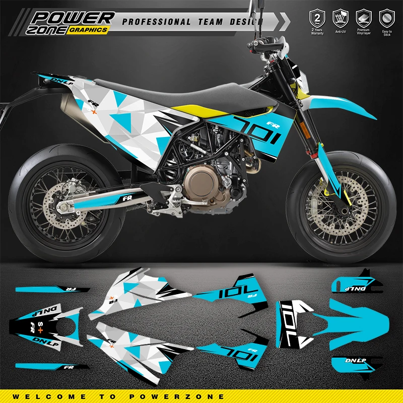 مجموعة ملصقات رسومات الفريق المخصص من PowerZone لـ Husqvarna Decal 15-20 701 SUPERMOTO ENDURO 2015-2017 2018 2019 2020 07 #2