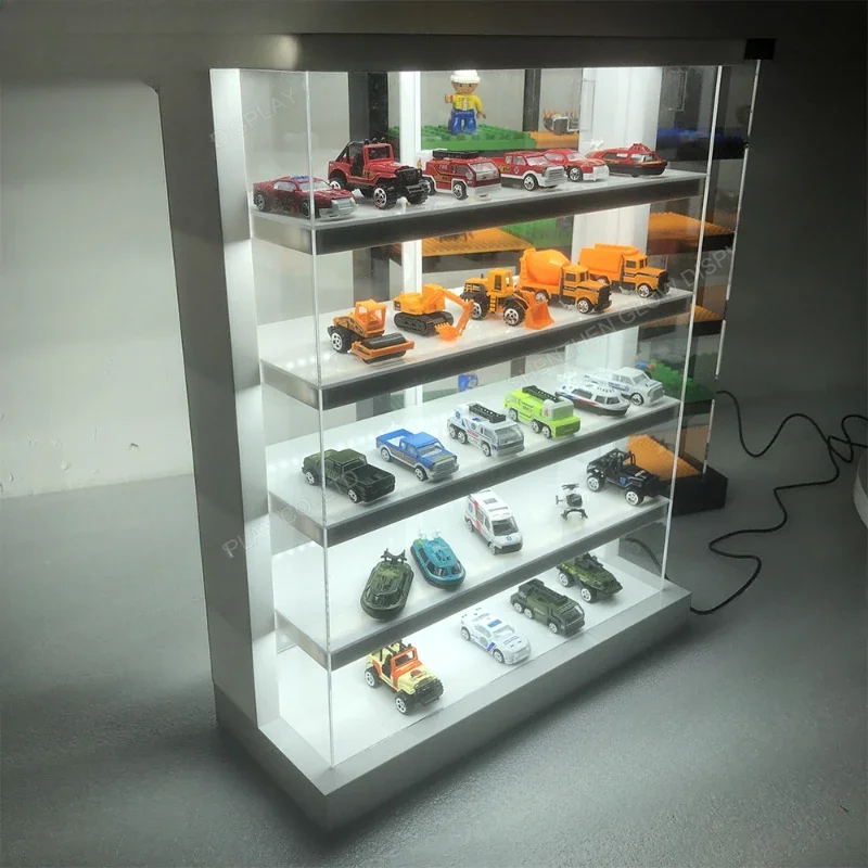 White or Black Acrylic 1/18 Scale Model Car Deluxe Display Case with LED Light