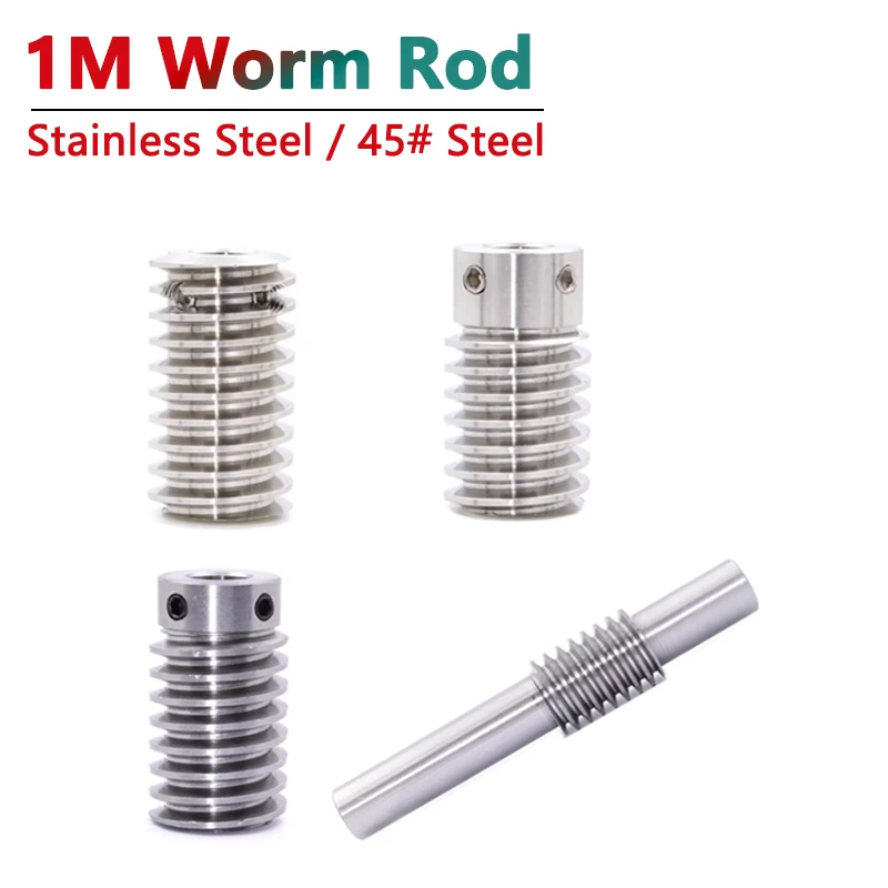 1pc 1M Worm Rod Shaft For Use with 1 Module Worm Gear Stainless Steel / 45# Steel