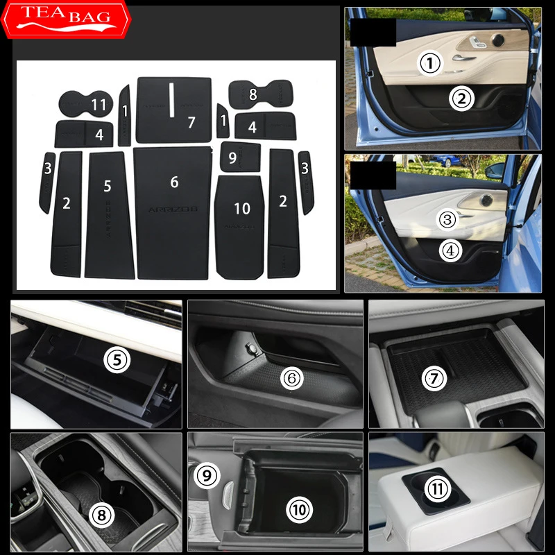 

For Chery Arrizo 8 2022-2024 Car Styling Door Sink MatCup MatModified Special Armrest Box Storage Box Anti-slip Protection Mat