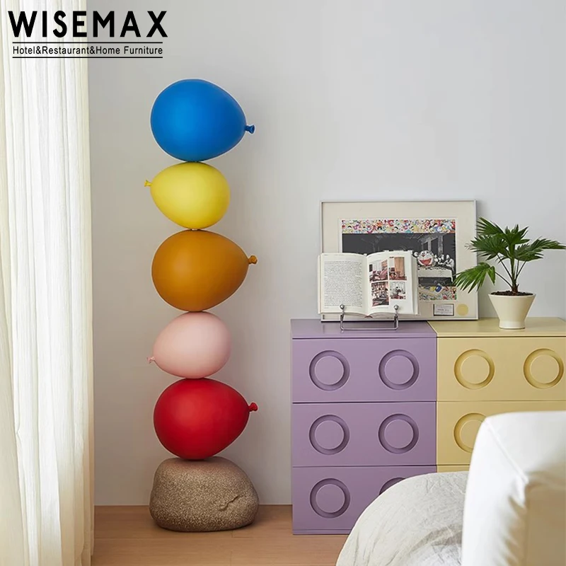 WISEMAX Creative Colorful Balloon Sculpture Floor-to-ceiling Home Art Deco Soft Decoration FRP For Entrance Living Room