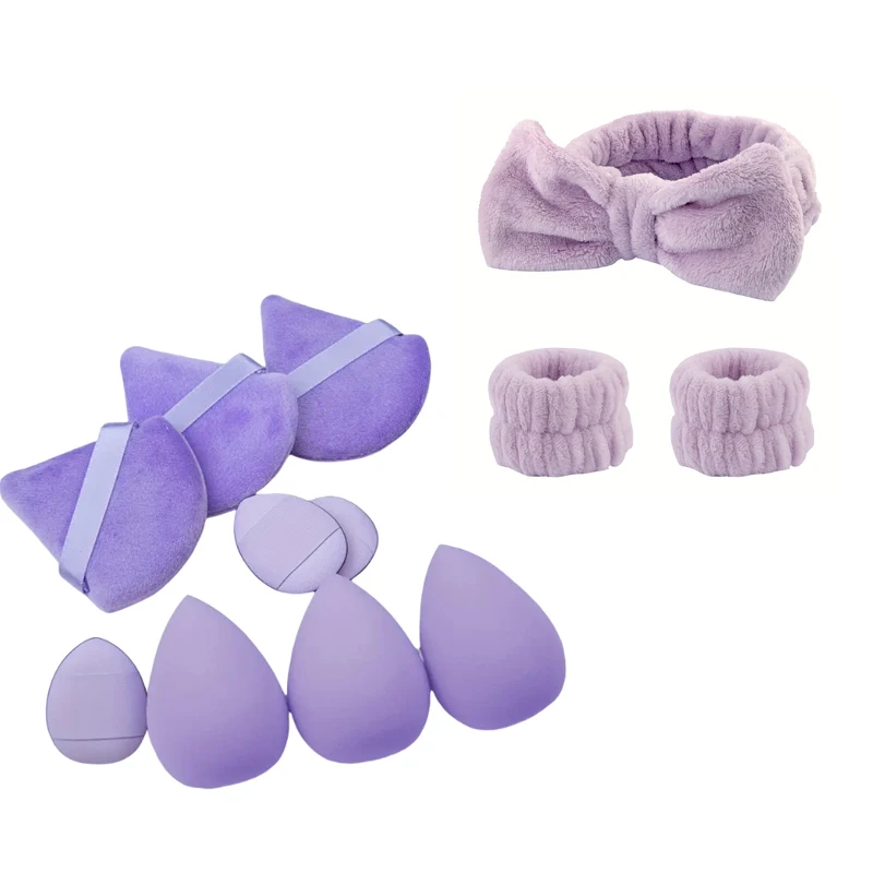 Ensemble combiné petit, moyen et grand, bouffantes de maquillage essentielles pour débutants, bandeau de Spa, bracelet, outils de maquillage, 12 pièces