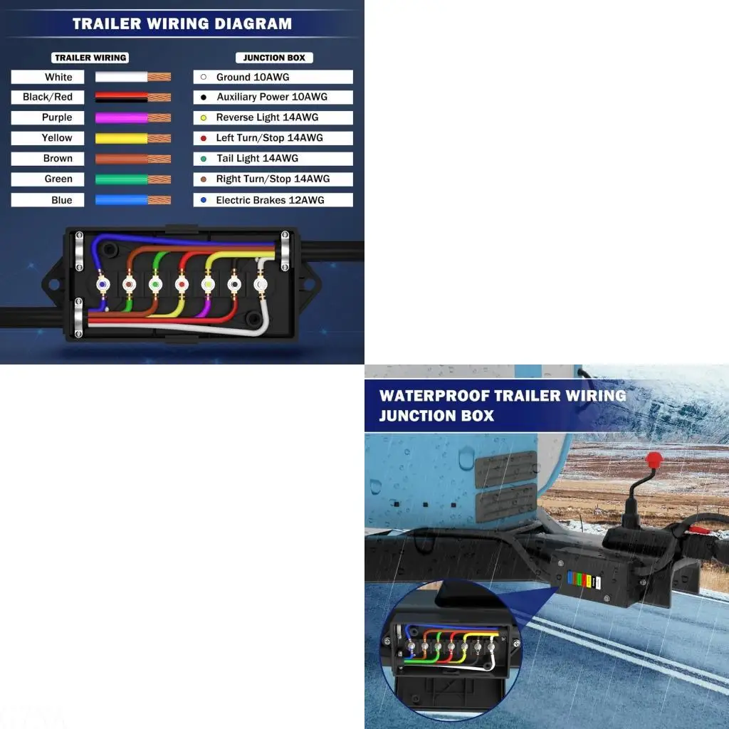 

G7NA Heavy Duty 7 Way RVs Electrical Junction Box Color Coded Terminals For Tail Light