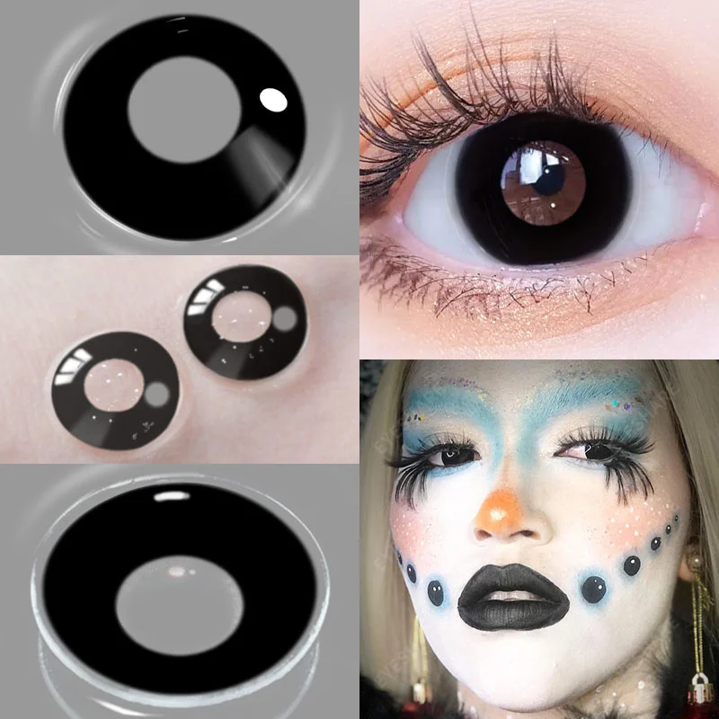 EYESHARE 1Pair Halloween Colorful Contact Lenses for Eyes Multicolored Lenses Anime Cosplay Eye Lenses White Black Red Lenses