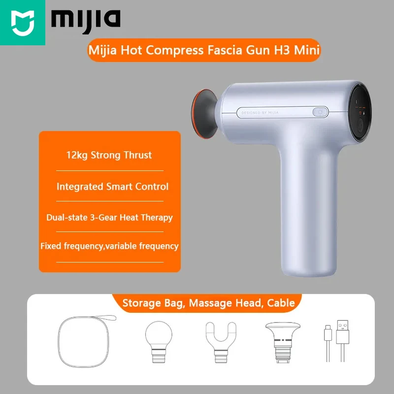 

Original Mijia Hot Compress Fascia Gun H3 Mini 12kg Strong Thrust 3-gear Sports Fitness Muscle Portable Deep Massager Relax New