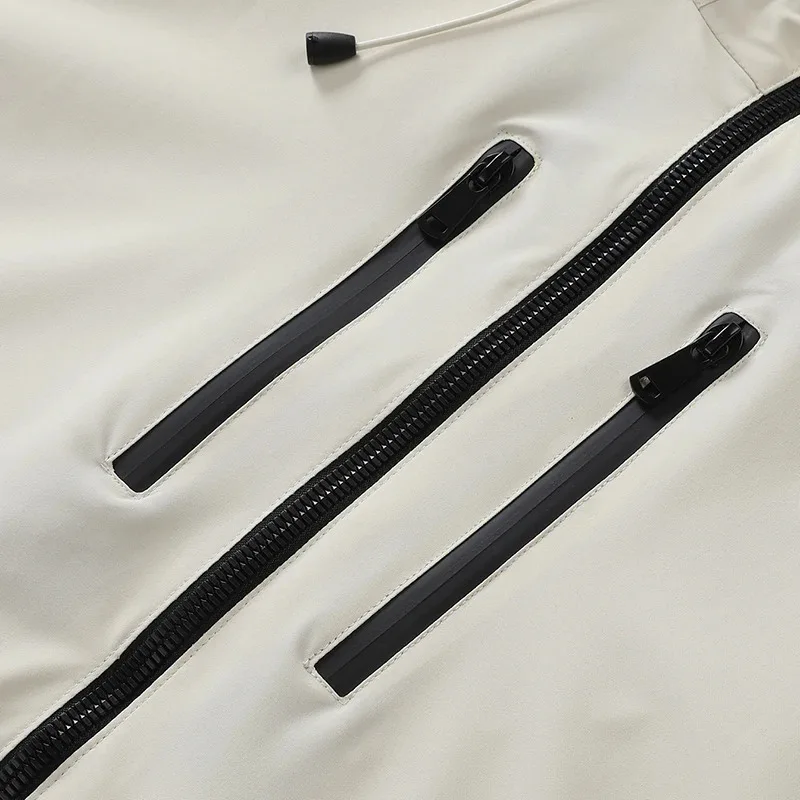 سترة خريفية جديدة مقاومة للرياح بلون سادة للرجال سترة رياضية فضفاضة غير رسمية في الهواء الطلق