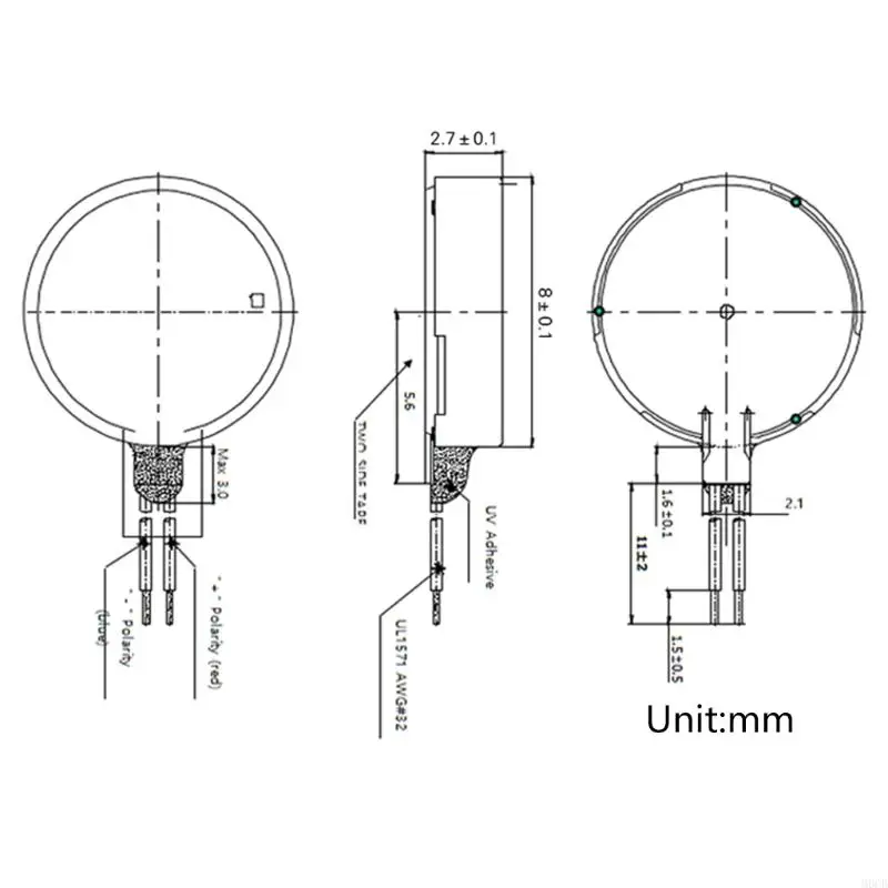 M6CB 8x2,7 mm Mini moteurs vibration pour 3V 12000rpm Plat Coin-Button-Type Micro pour le moteur vibrant pour les Phon