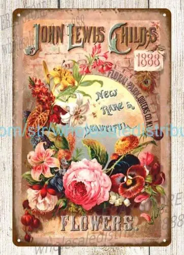 1pcs 1890S flowers seed catalog Floral Park NY John Lewis Child metal tin sign