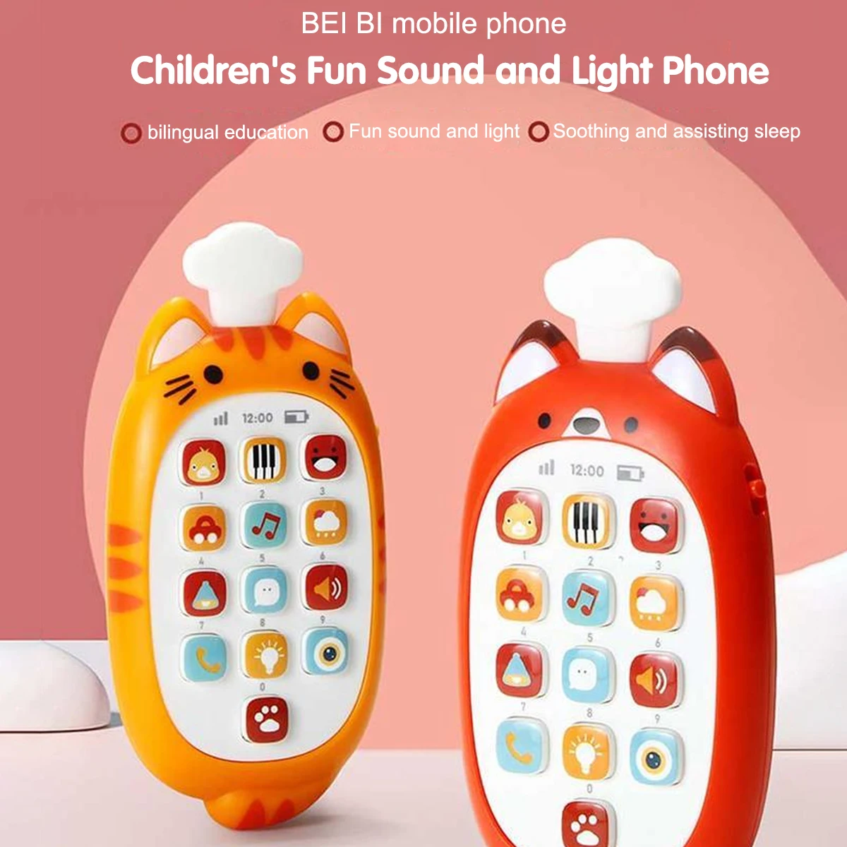 Electric Music Toy Animal Phone for Baby, Kids Infant Early Educational Toy, Finger Press Practice, Boys and Girls Aged 6 Month+