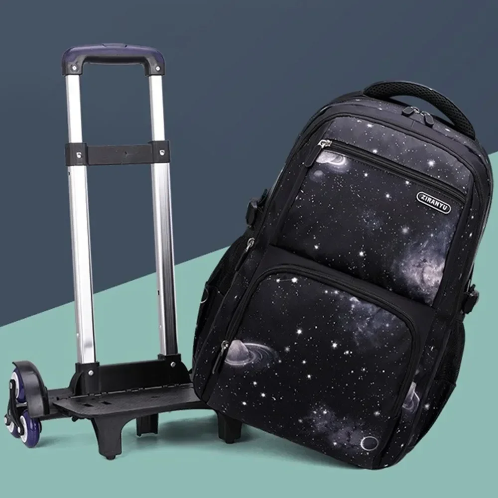 Korean Style School Bag Children Backpack Kids Boy Detachable 2 Wheels Trolley Case Schoolbag Girl Climb Stairs Bookbag  Handbag