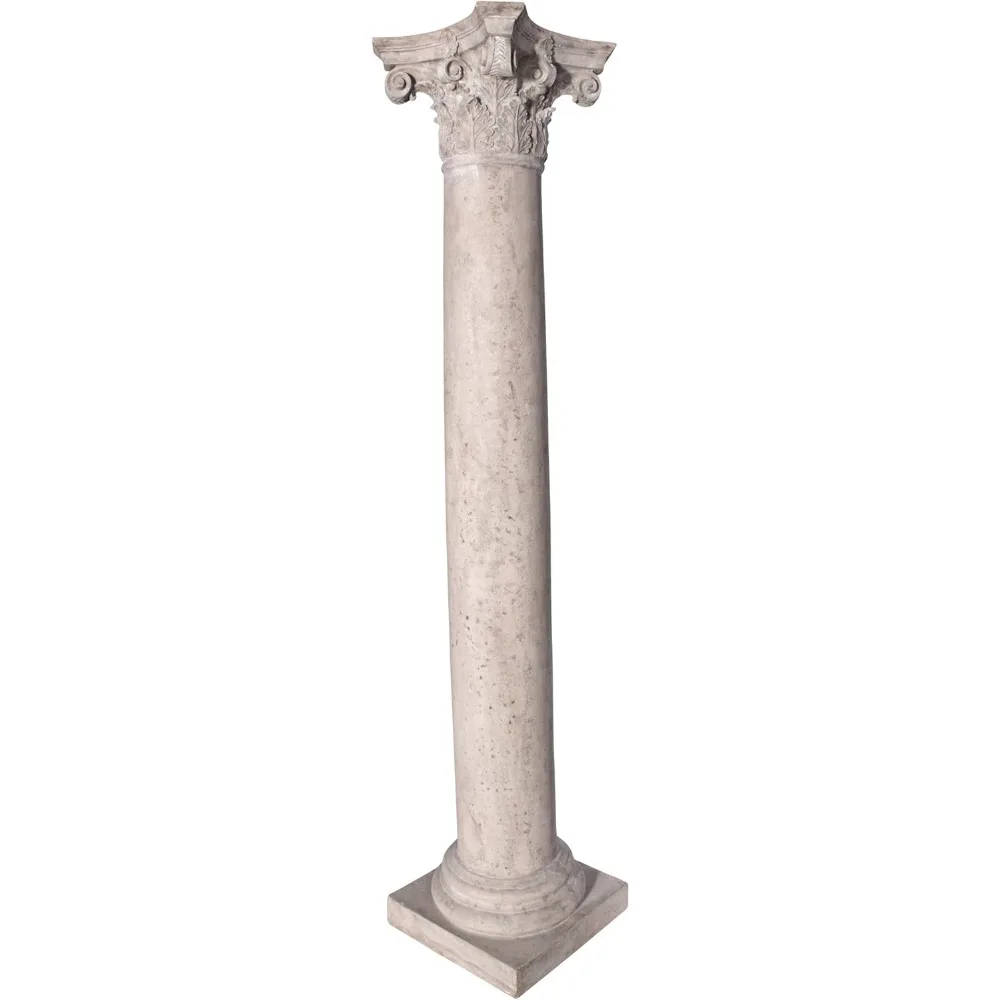 Corinthian Architectural Column Sculptures, High-quality Ivory Sculptures Made of Weathered French Limestone Hand-painted