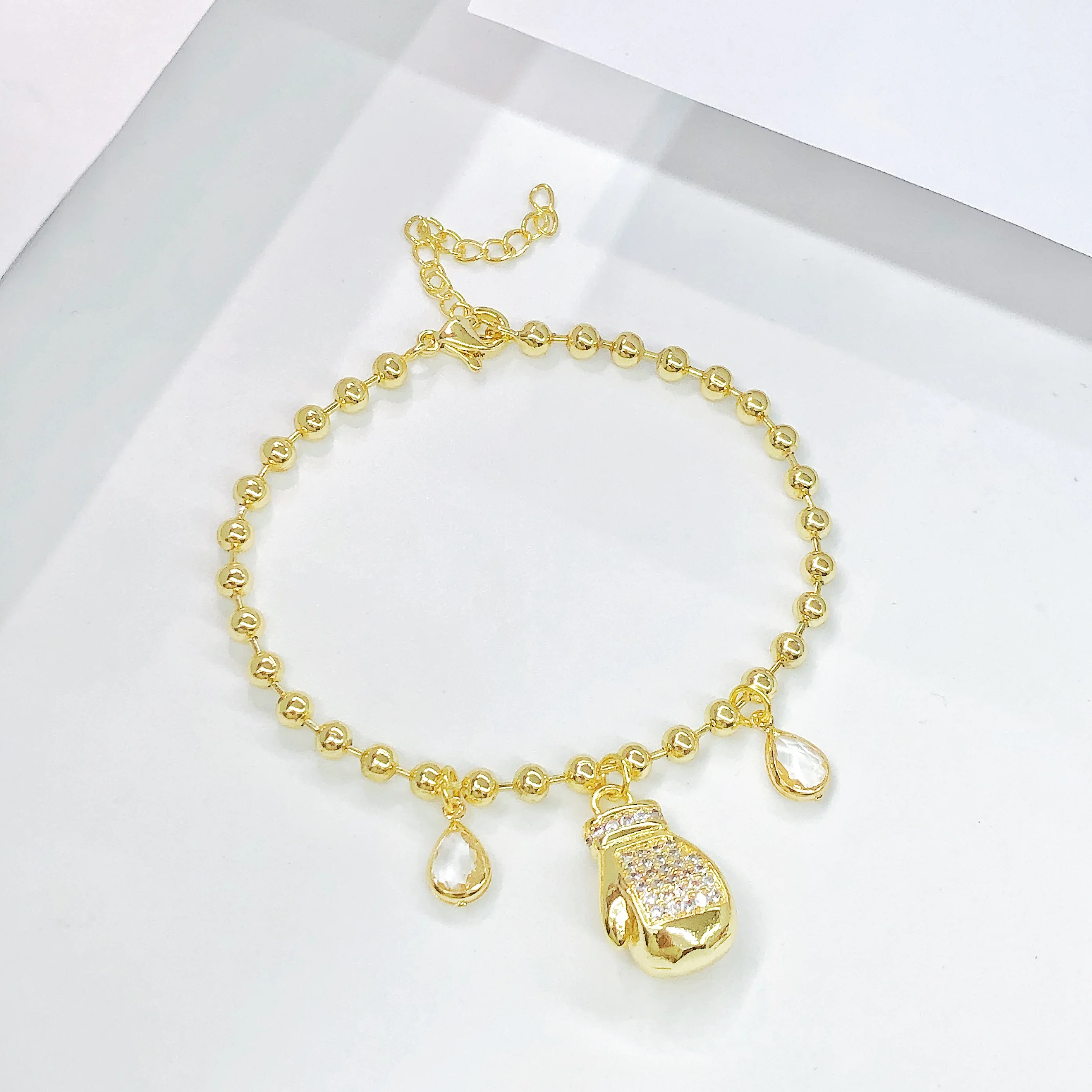 جديد وصول النحاس المينا الفن كرة القدم قلادة النحاس سلسلة من الخرز قابل للتعديل سوار للرجال النساء حفلة رياضية الزركون مجوهرات #3