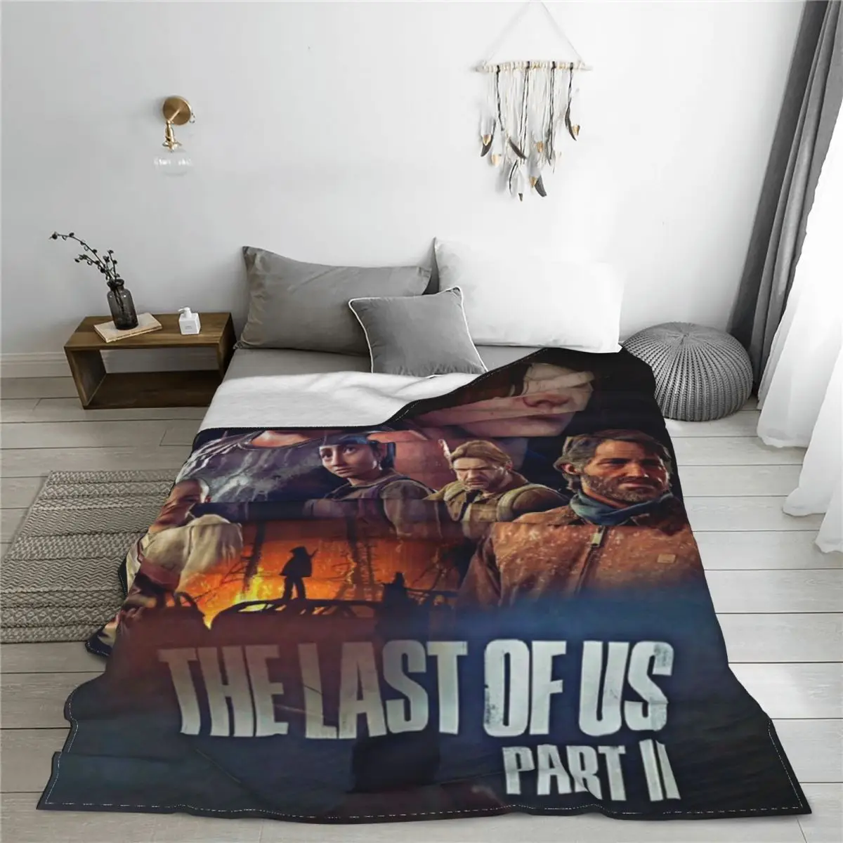 Game The Last Of Us Flannel Throw Blankets Horror Joel Ellie Tess Bill Blanket for Home Travel Lightweight Thin Bed Rug