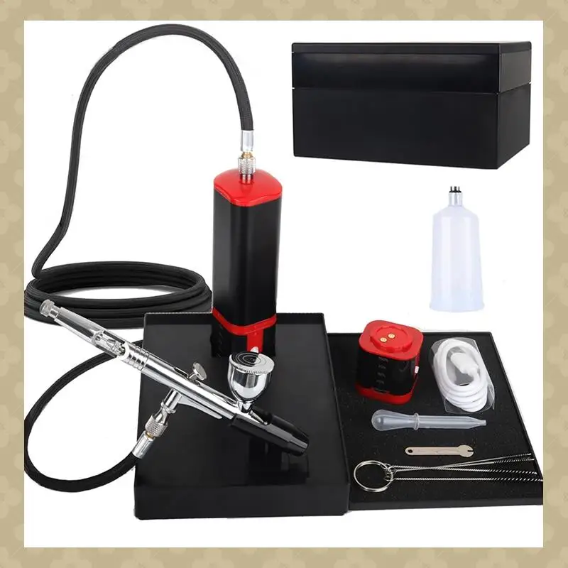 AB45 Dual Action Extra Battery Airbrush Kit With Compressor Replaceable Battery Cordless Air Brush Set For Manicure, Painting