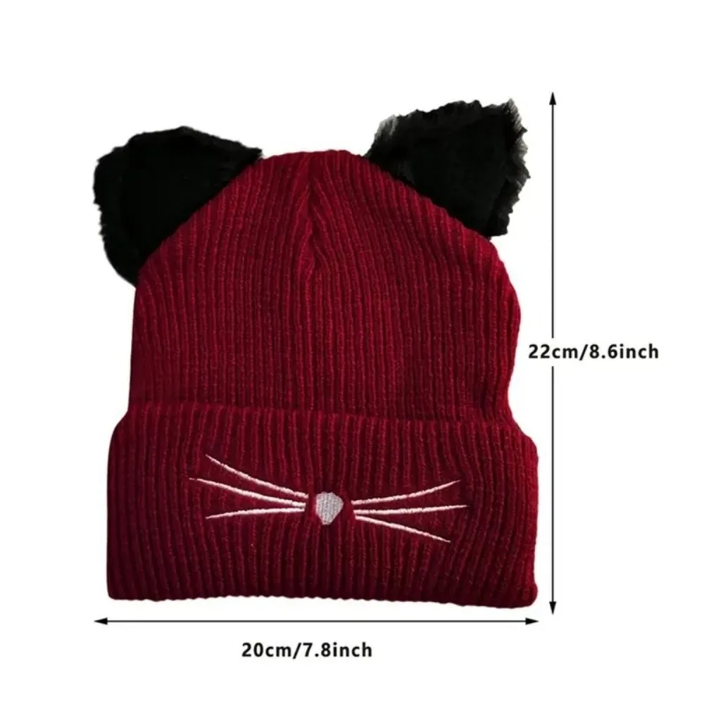 عادية بلون بلوفر مغزول قبعة الصوف الكورية آذان القط بيني الدافئة Coldproof الباردة قبعة الملابس والاكسسوارات #6