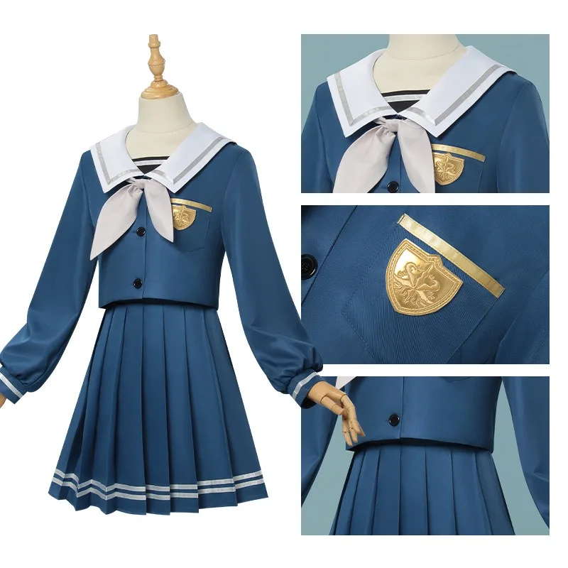 Anime Wakaba Mutsumi Cosplay Mortis Costume School Sailor Uniform JK Top Skirt Wig Full Set for Role Play Outfit Women - view 3
