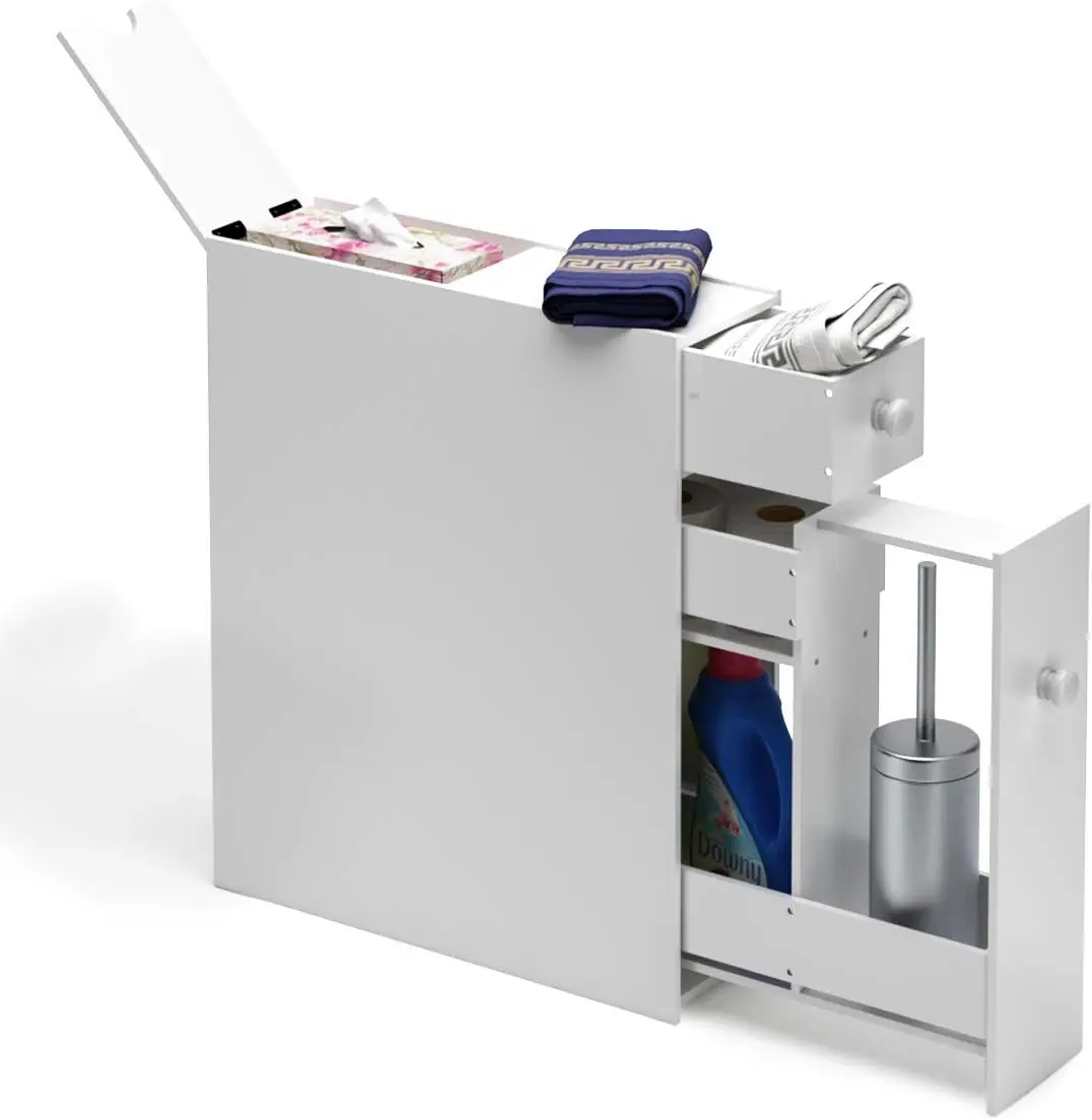 **/Standing Bathroom Floor Storage Cabinet With Drawer And Adjustable Shelf Double Door