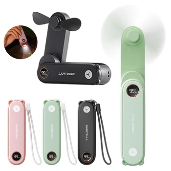 휴대용 미니 선풍기 접이식 소형 포켓 선풍기, USB 충전식 미니 포켓 선풍기, 손전등 및 LED 디스플레이 Best5 휴대용 미니 선풍기 접이식 소형 포켓 선풍기, USB 충전식 미니 포켓 선풍기, 손전등 및 LED 디스플레이 Best5