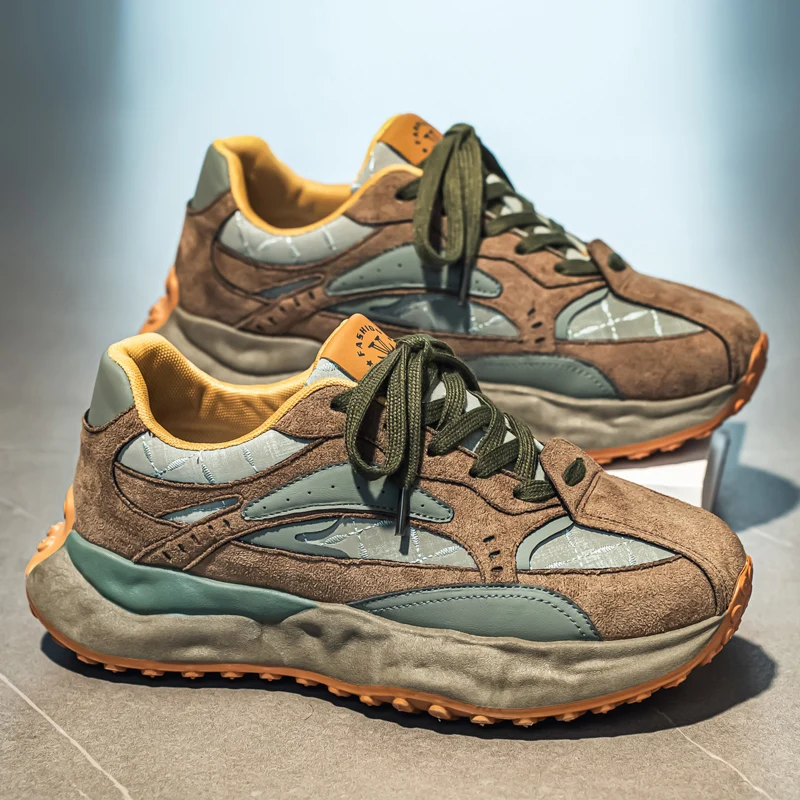 

Fashionable Comfortable Breathable Mens Shoes Autumn New Man Casual Shoes Thick Sole Anti Slip Platform Footwear Chunky Sneakers
