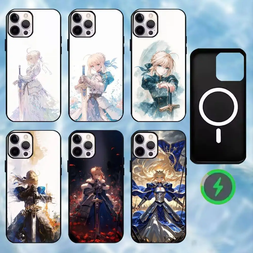 

Fate stay night Phone Case For iPhone17,16,15,14,13,12,11 Max Black Wireless Charging Protecitve Cover
