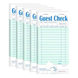 5 Pack Guest Check Books, Server Note Pads for Restaurant, Green Waiter Checkbook, Restaurant Order Pad 50 Sheets/Pack