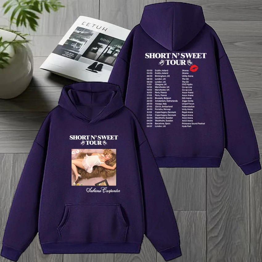 سابرينا كاربنتر 2025 جولة أوروبية مزدوجة الوجهين مطبوعة الشتاء هوديي الرجال النساء موضة Y2k البلوز للجنسين بلوزة من الصوف