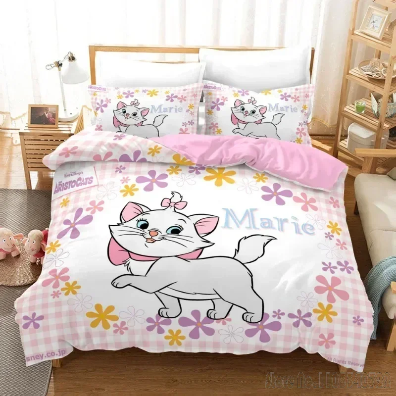 Disney Marie Cat Cute Cartoon Duvet Cover Set HD Comforter Cover for Kids Bedding Sets Bedclothes Bedroom Decor